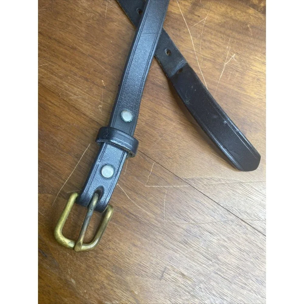 Tory English Bridle Leather Belt Black Women’s Sz 28 Style 2134 Stitched 3/4
